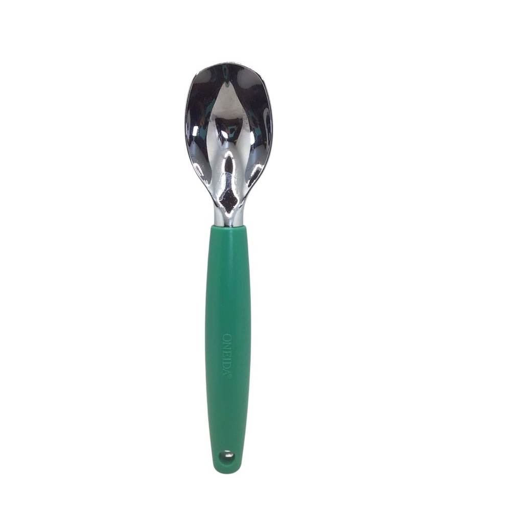 Oneida Ice Cream Scoop Stainless Steel Green Handle Kitchen Utensil Hangable